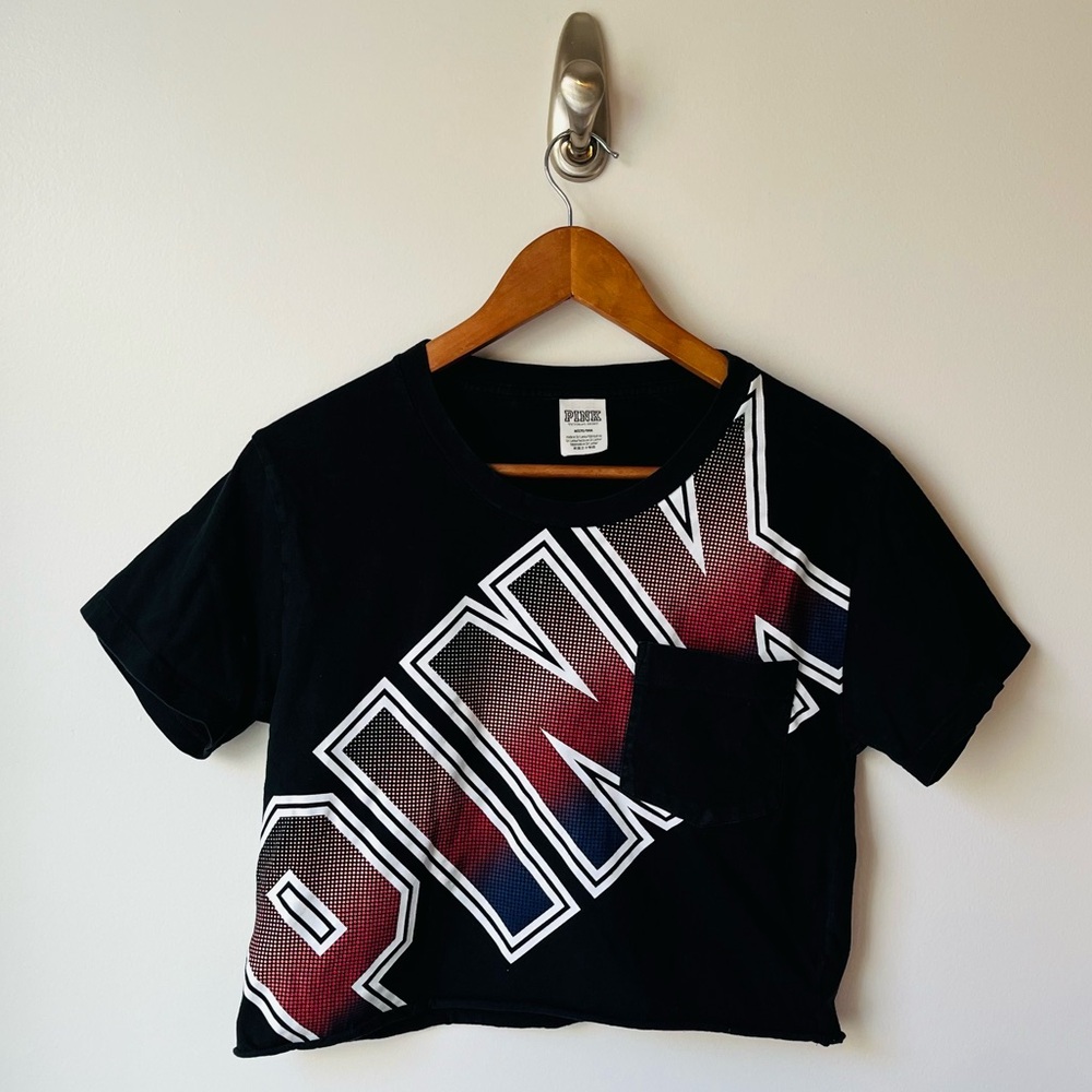 PINK Victoria's Secret Black and Red Graphic Tee